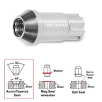 Set of 20 M12X1.5 Silver JDM Open End Aluminum Spline Wheel Lug Nuts + Key