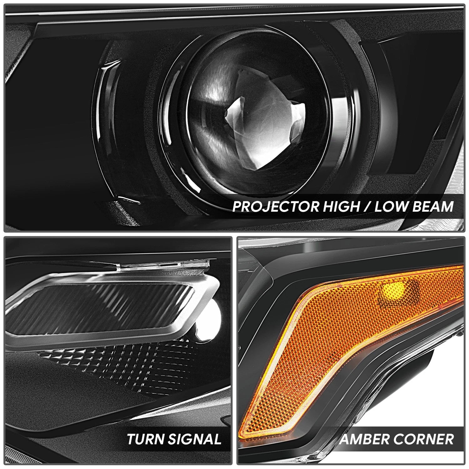 Projector Headlights for Chevrolet Traverse (2018–2021) - Black Housing, Amber Corner