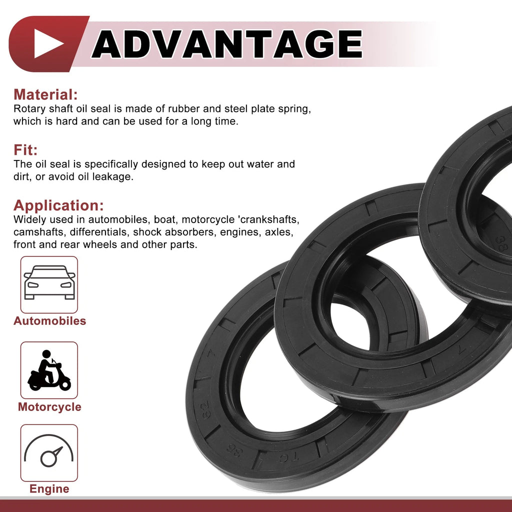 Set of 5 Rotary Shaft Oil Seals 38x62x7mm Nitrile Rubber 672668828816