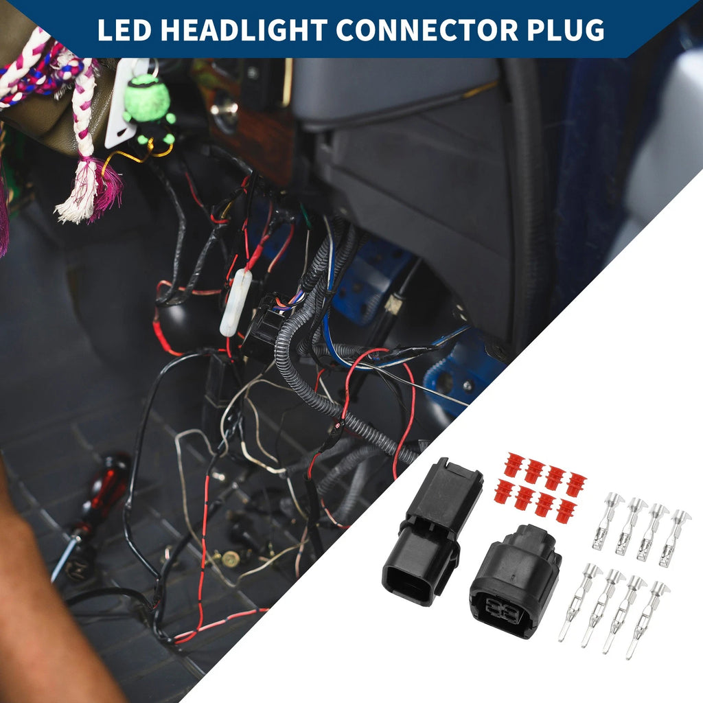 Set of 4 Pin LED Headlight Connector Plug for Honda 
