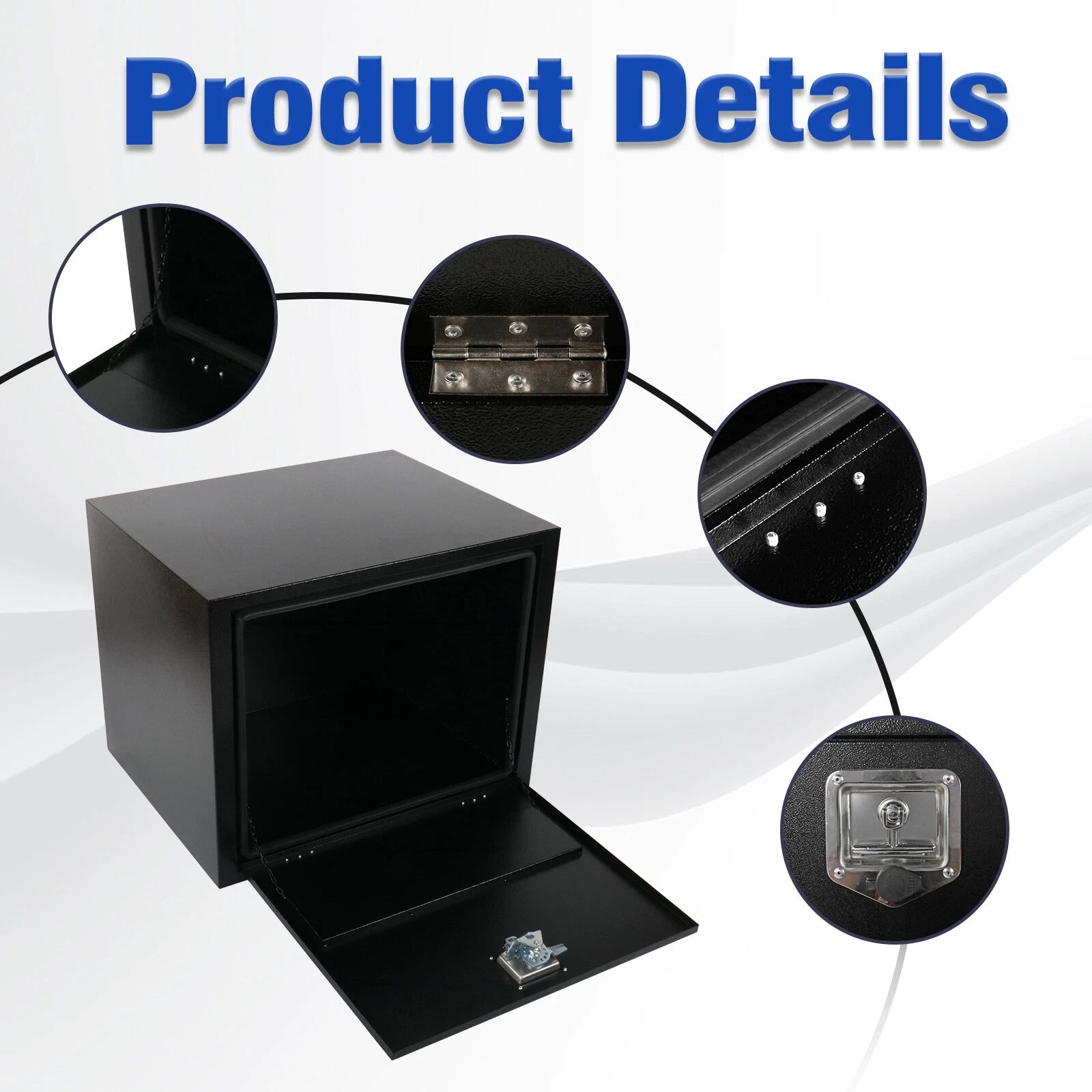 Tool Box for Pickup Truck (30"x24"x24") - Black Steel with Lock & Key