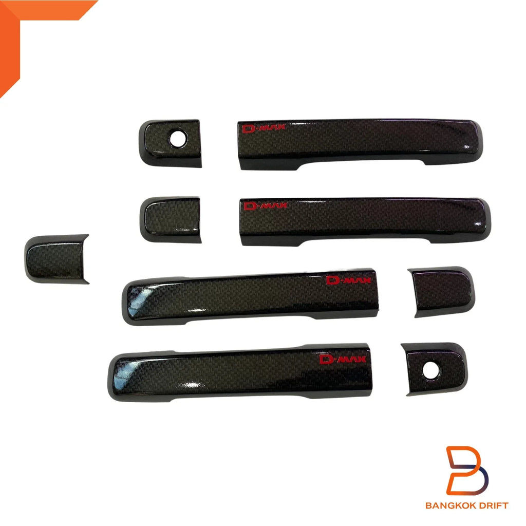 Black Carbon Fiber 4 Door Handle Cover Trim for Isuzu D-Max (2012-2019)