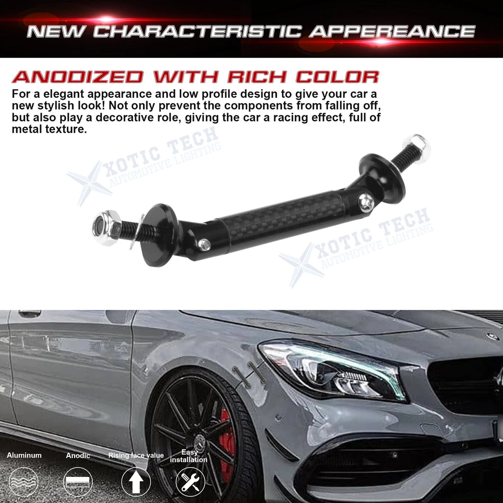 Universal Front Bumper Lip Fasteners Lever Splitter Support Rod for Black (2011-2018)