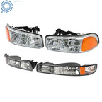 Set of 2 Halogen Headlights for GMC Sierra 1500 (1999–2007) & Yukon (2000–2006) Chrome