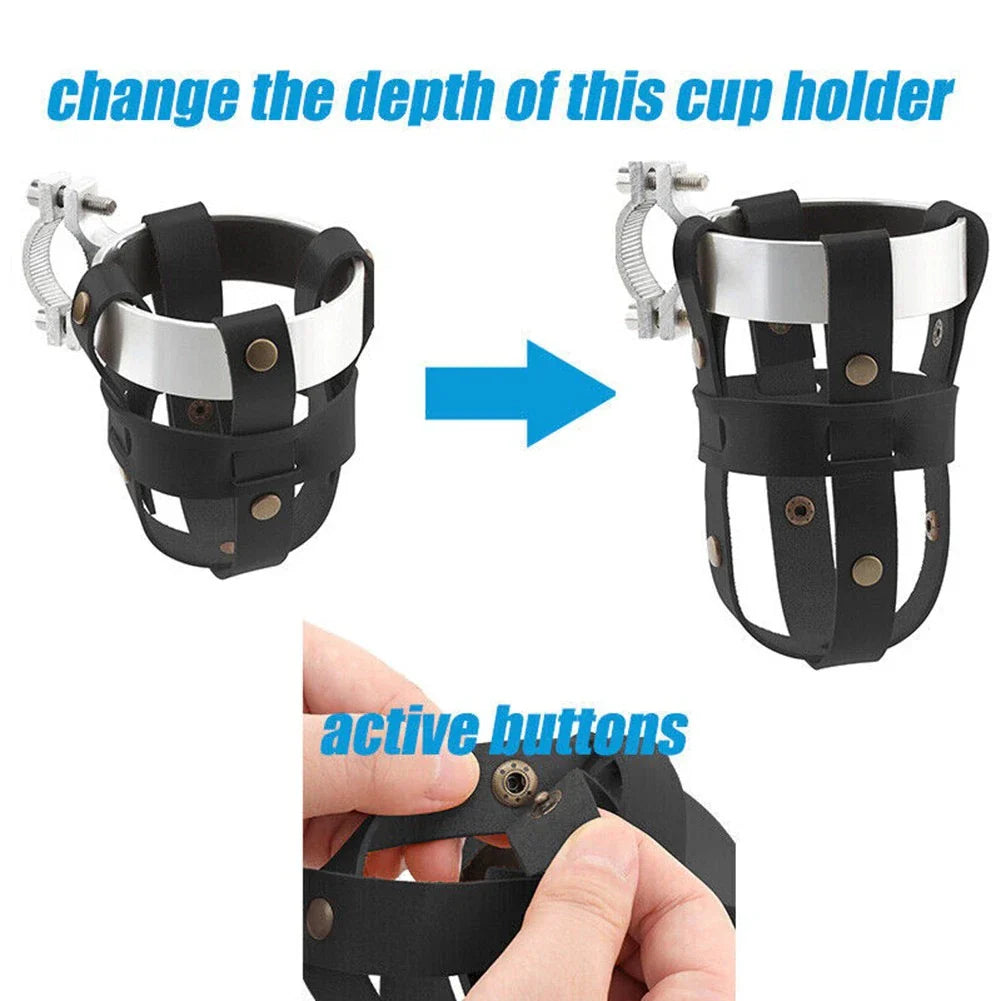 Chrome Orange Handlebar Cup Holder for Harley Chopper