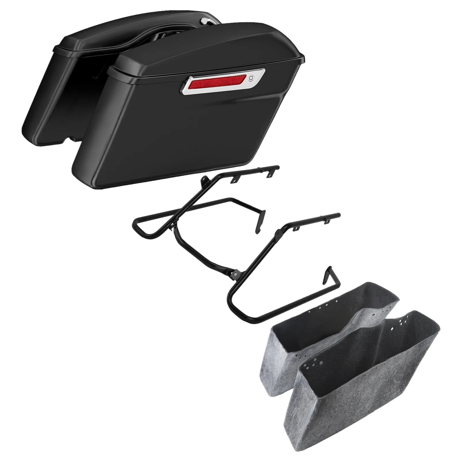 Matte Black Hard Saddlebags & Conversion Bracket for Harley Fat Boy (2018–2023)