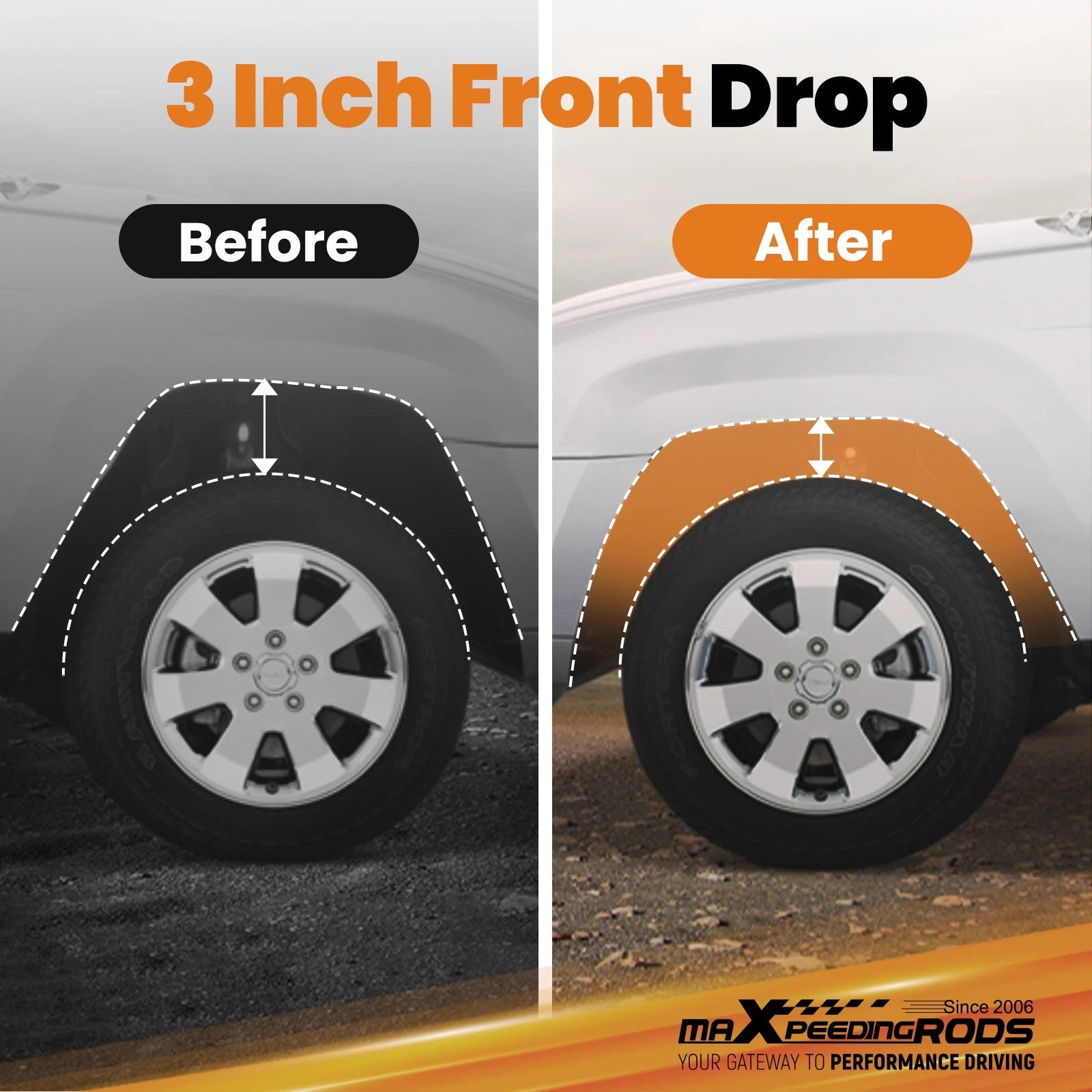 Front Lowering Springs for Dodge Dakota Durango 2WD (1997-2003) 3" Drop