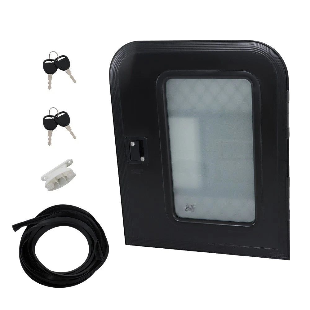Black Tear Drop Trailer Entry Door for RV Camper (26"W x 32"H)