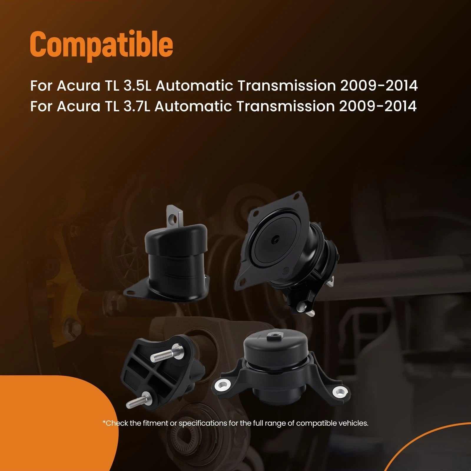4Pcs Engine Motor & Transmission Mount for Acura TL (2009–2014)