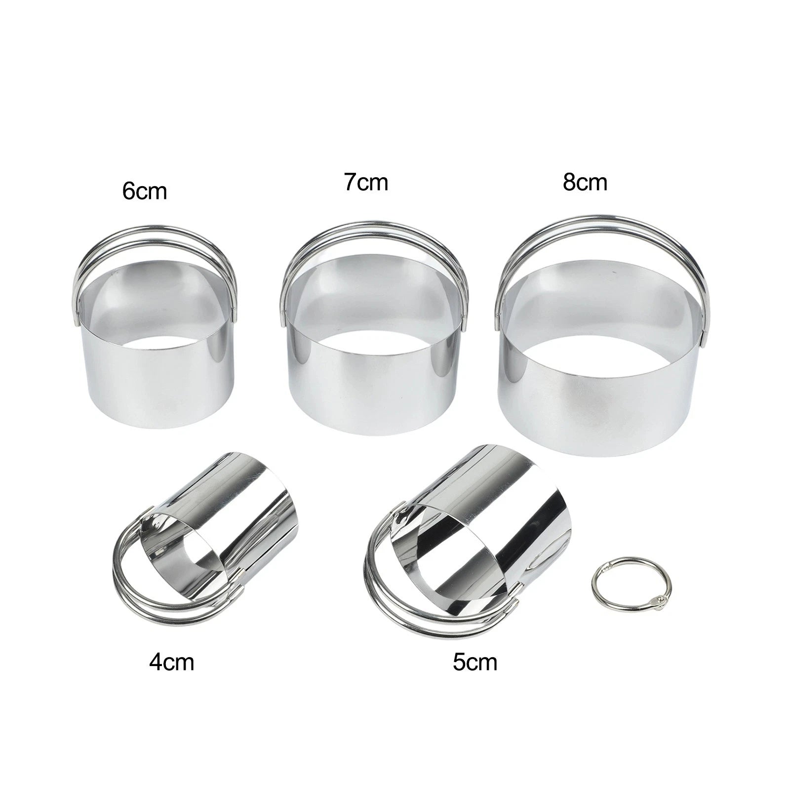 Set of 5 Stainless Steel Cake Rings with Handle for Dessert Baking
