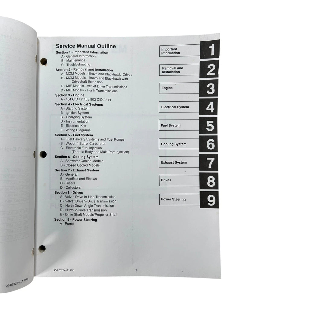Service Manual for MerCruiser GM V-8 454 CID 7.4L (90-823224-2)