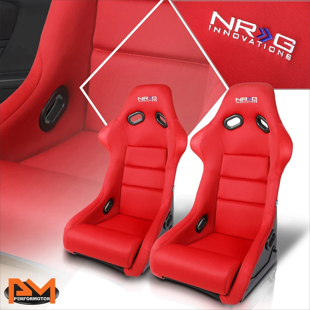 2X Reinforced Fiberglass Fixed Back Racing Bucket Seats for NRG Innovation