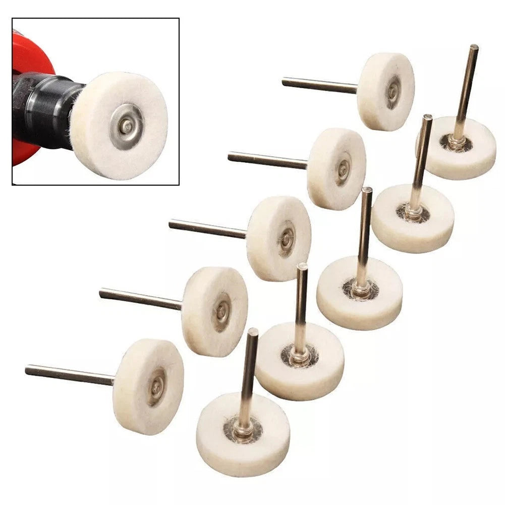 10pcs 25mm Wool Felt Polishing Wheels for Automotive Detailing