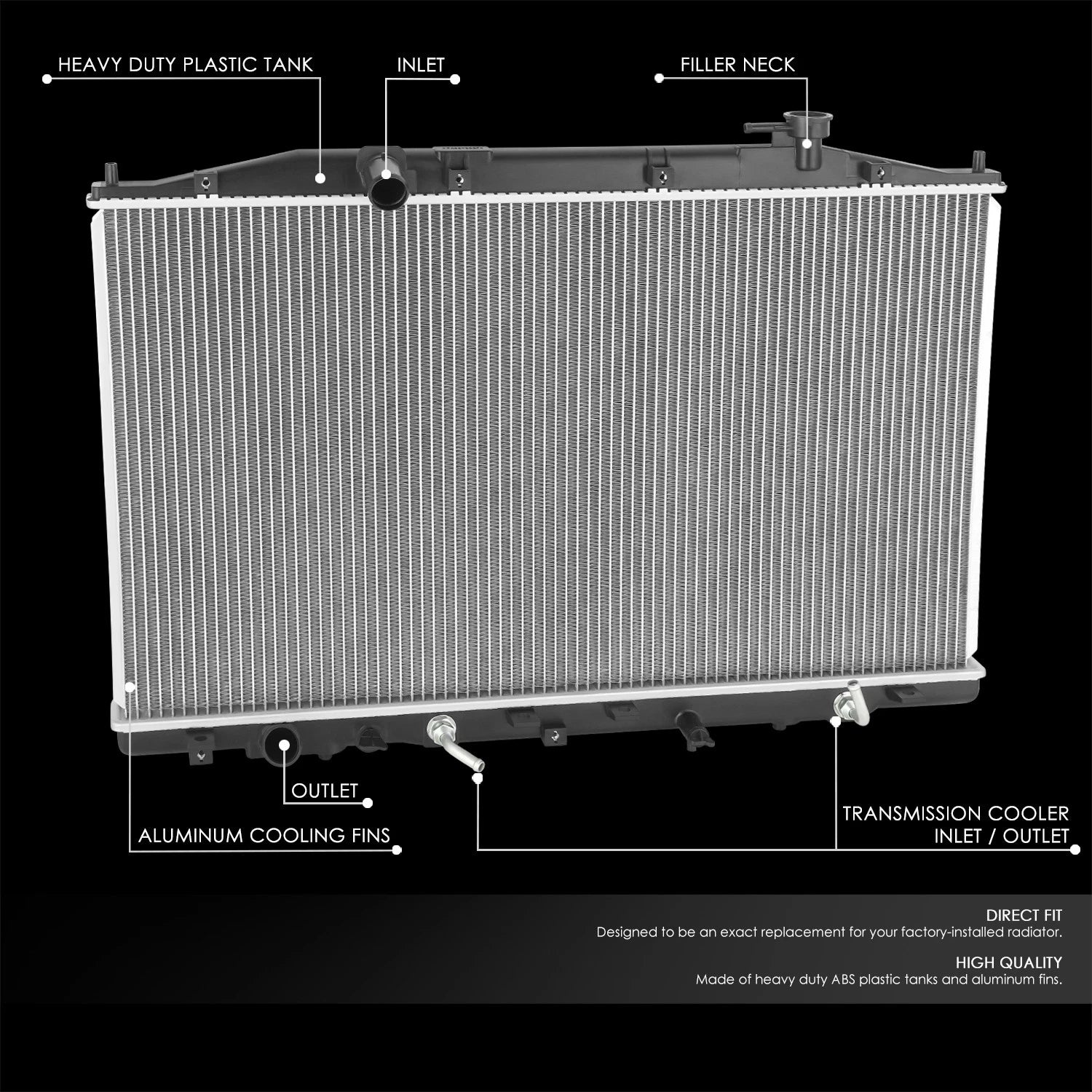 Aluminum Core Radiator for Honda Odyssey 3.5L (2011–2017) DPI 13446