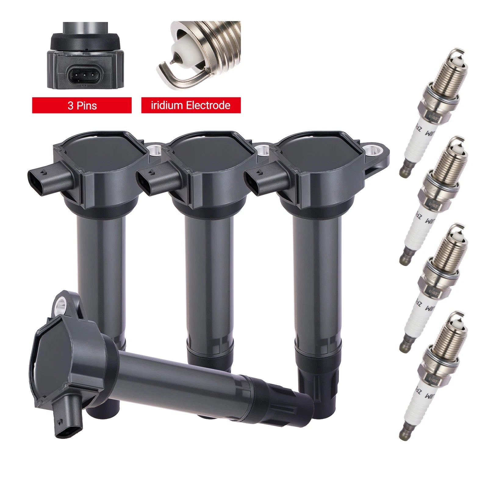 Set of 4 Ignition Coils & Spark Plugs for Dodge Caliber 2007–2012 UF557