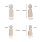 50 Pcs Unpainted Wooden Peg Dolls for Kids DIY Crafts (33-65mm)