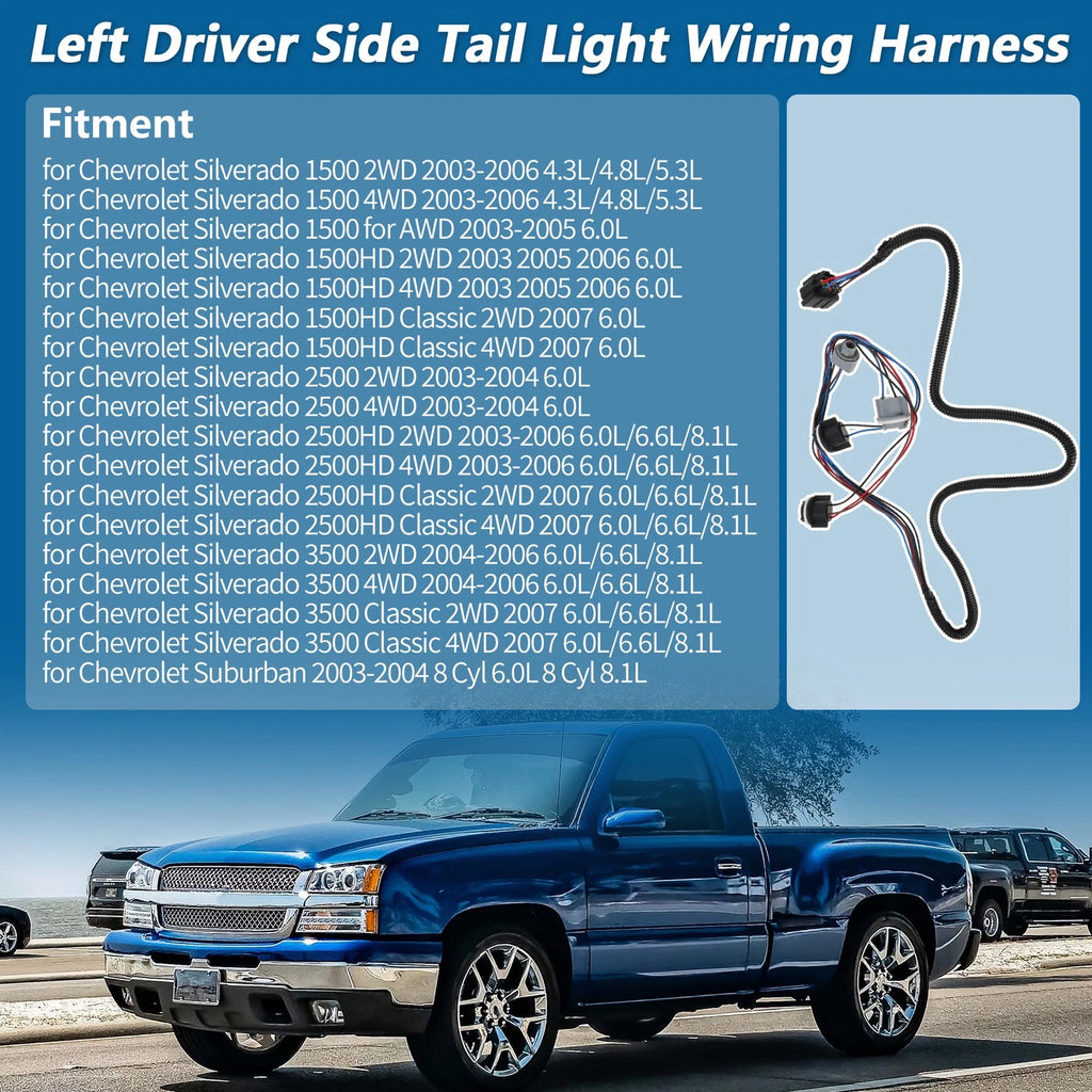 Left Tail Light Wiring Harness for Chevy Silverado 1500 2500 3500 (No. 16531401)
