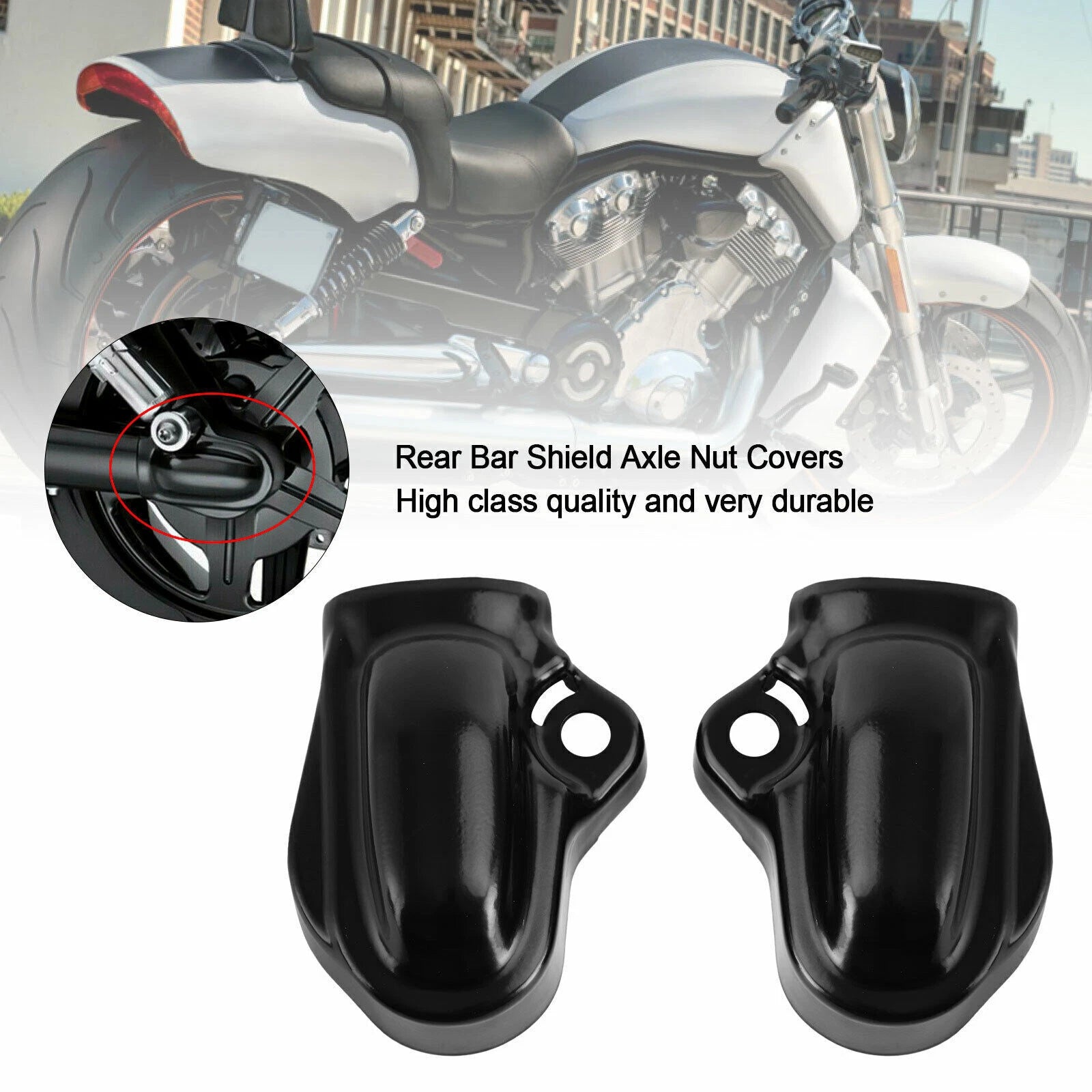 Set of 2 Rear Bar Shield Axle Nut Covers for V-Rod VRSC Night Rod (2002–2017)