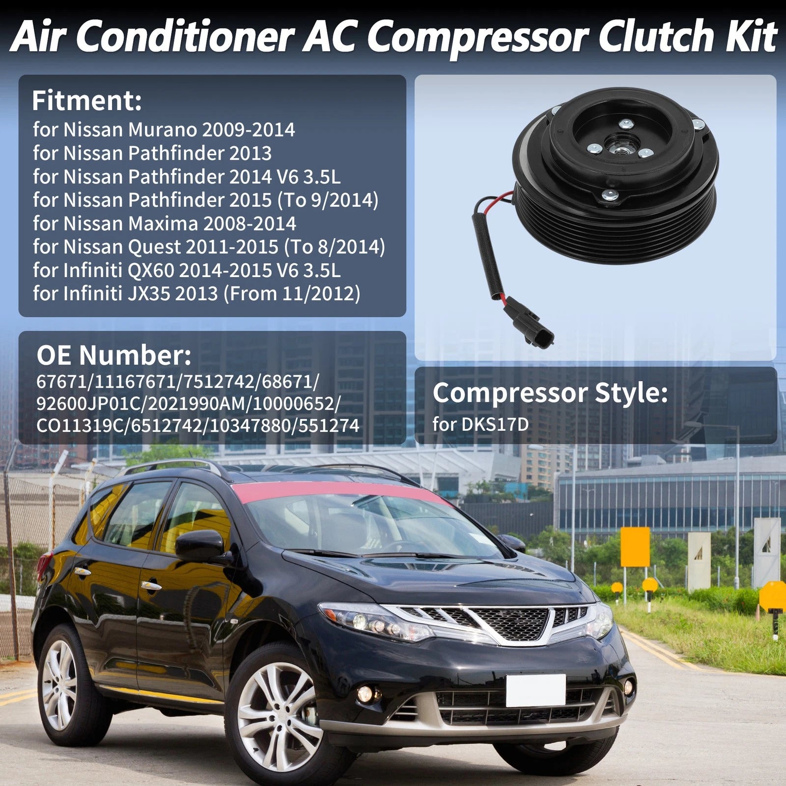 AC Compressor Clutch Kit for Nissan Murano Pathfinder Maxima (2003–2008)