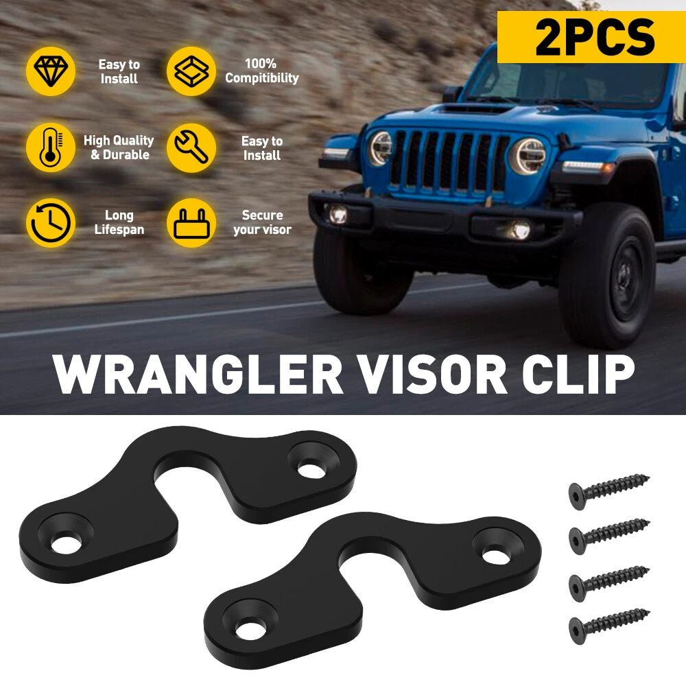 2Pcs Sun Visor Clips for Jeep Wrangler JK JL JT Gladiator (2018–Present)