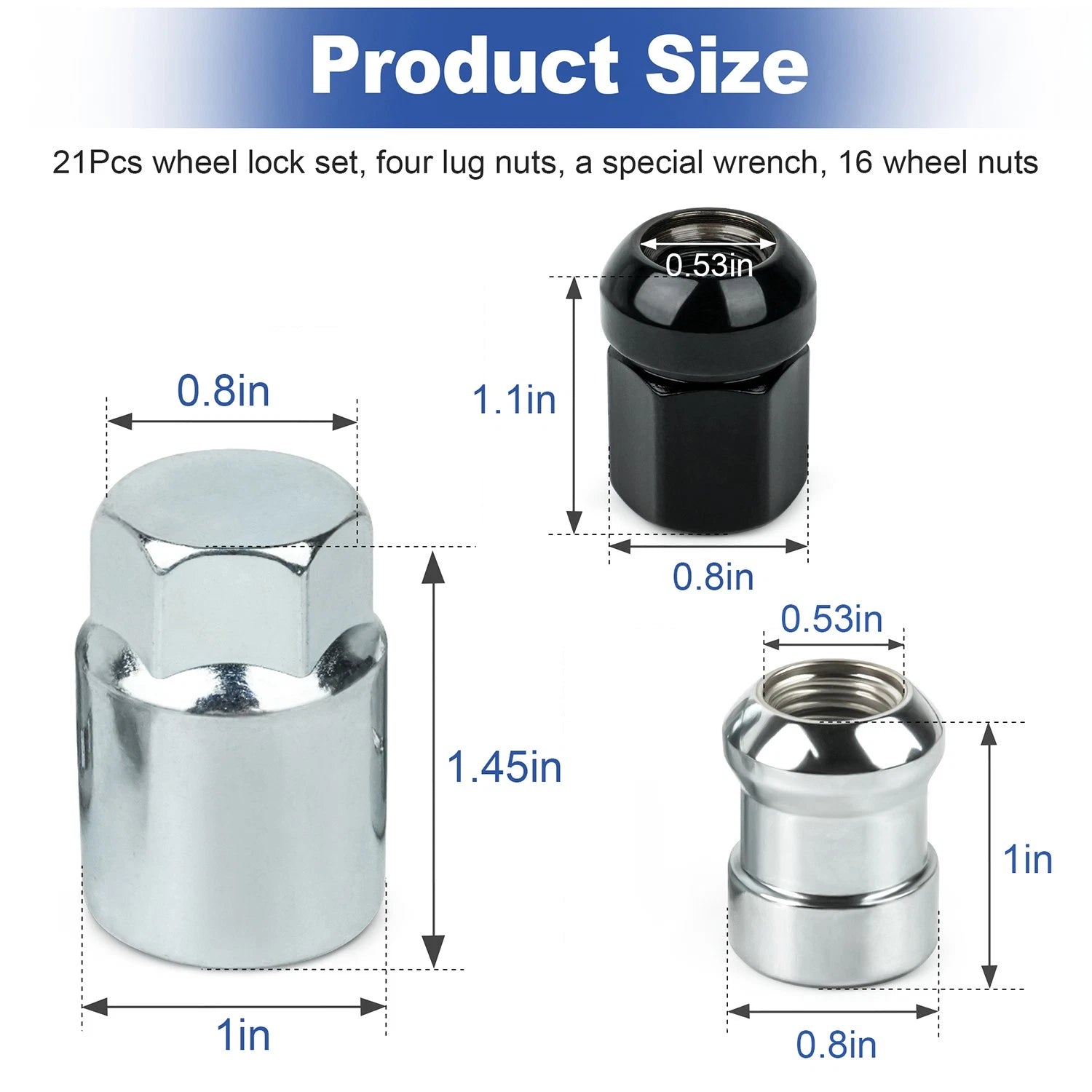 21Pcs Wheel Lock Set for Honda CR-V Accord Civic (2002–2023) 08W42-SCV-101