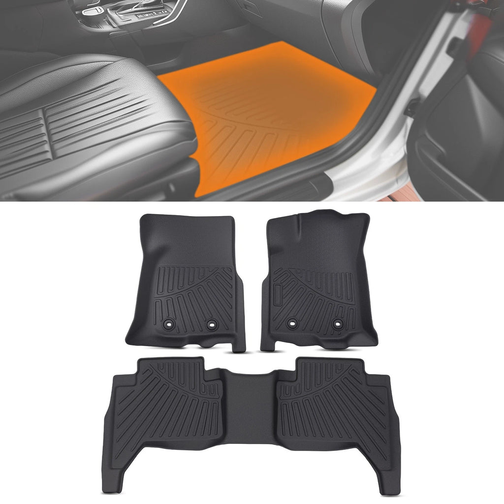 3pc Floor Mats for Toyota Tacoma Double Cab (2018–2023) TPE Rubber