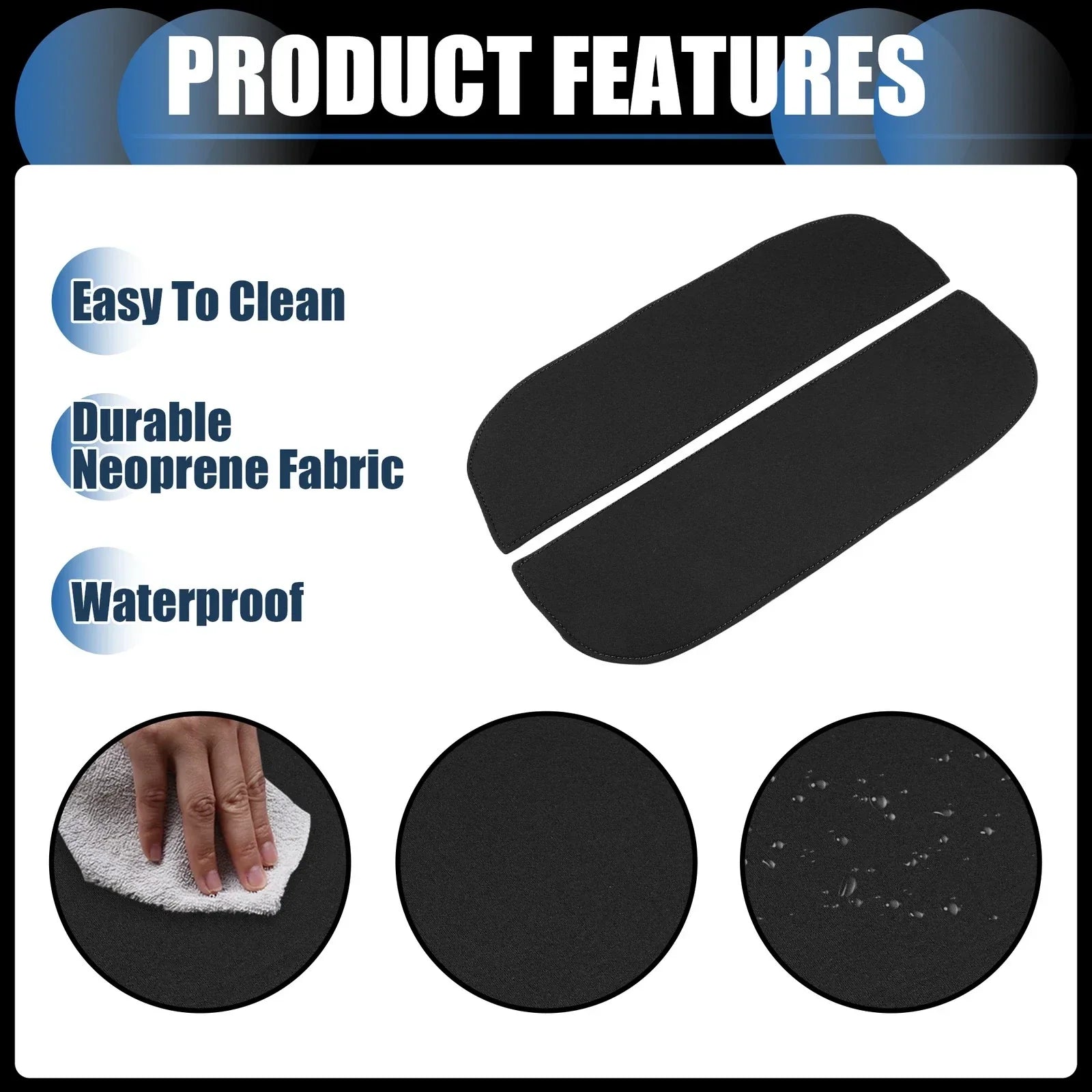 1 Pair Armrest Protector Cover Pad for BMW X5 X6 (2010-2018) Neoprene Black