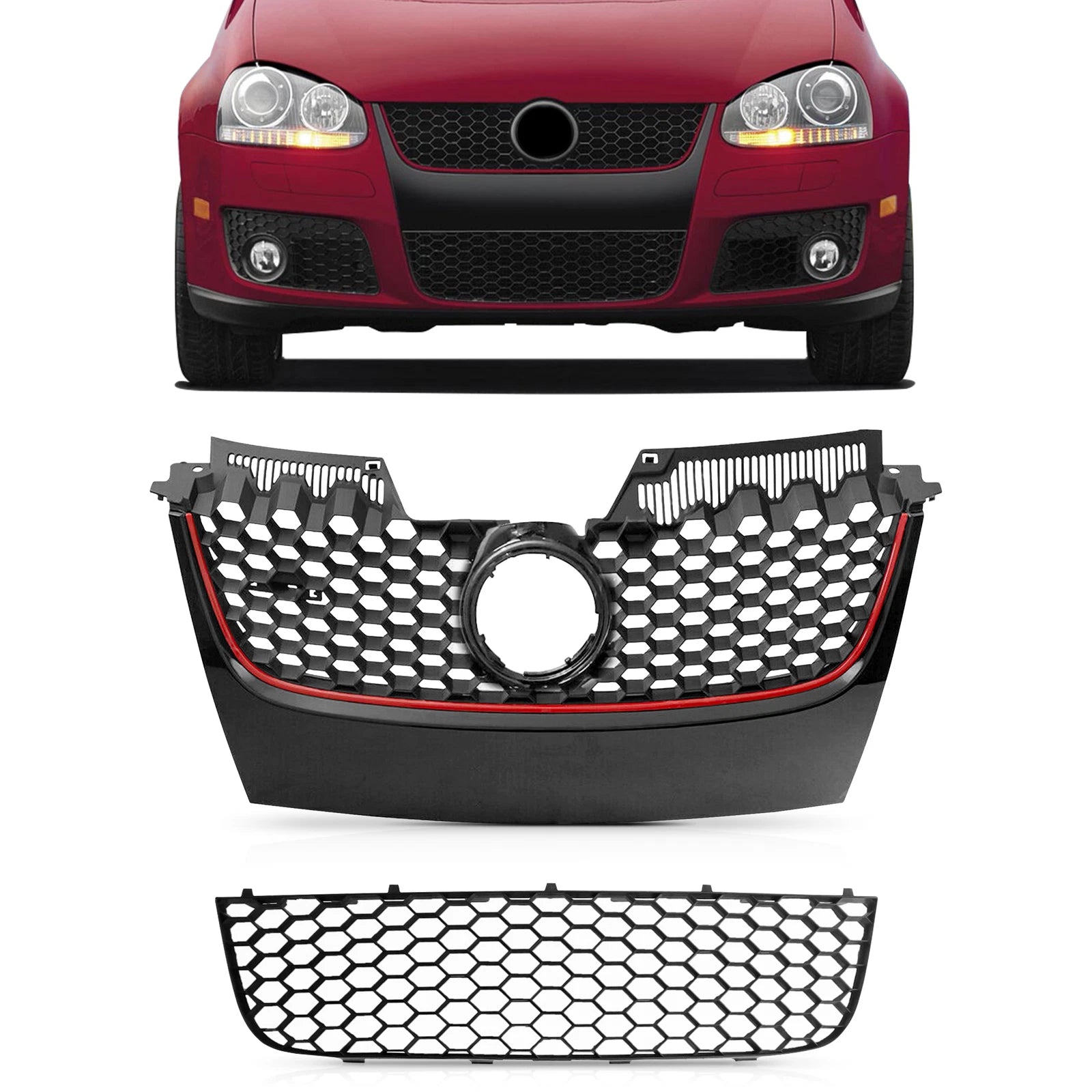 Front Grille Assembly Kit for VW GTI Jetta (2006–2009)