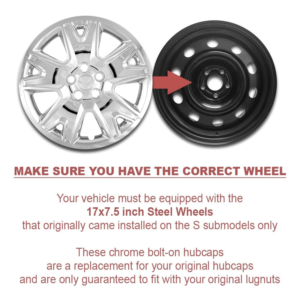 17 Inch Bolt On Chrome Hub Caps Wheel Covers for 2013–2018 Escape