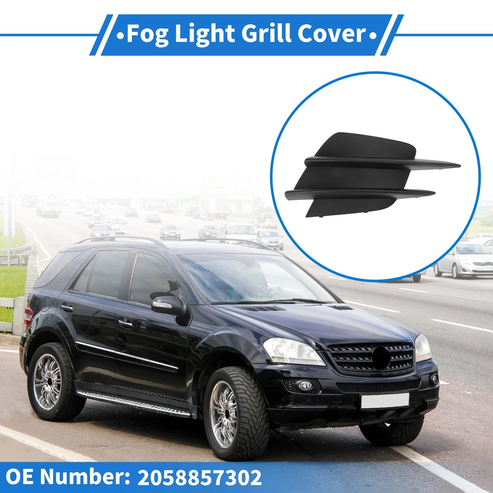 1 Pc Fog Light Grill for Mercedes-Benz W205 (2015–2021) No. 2058857302 Black