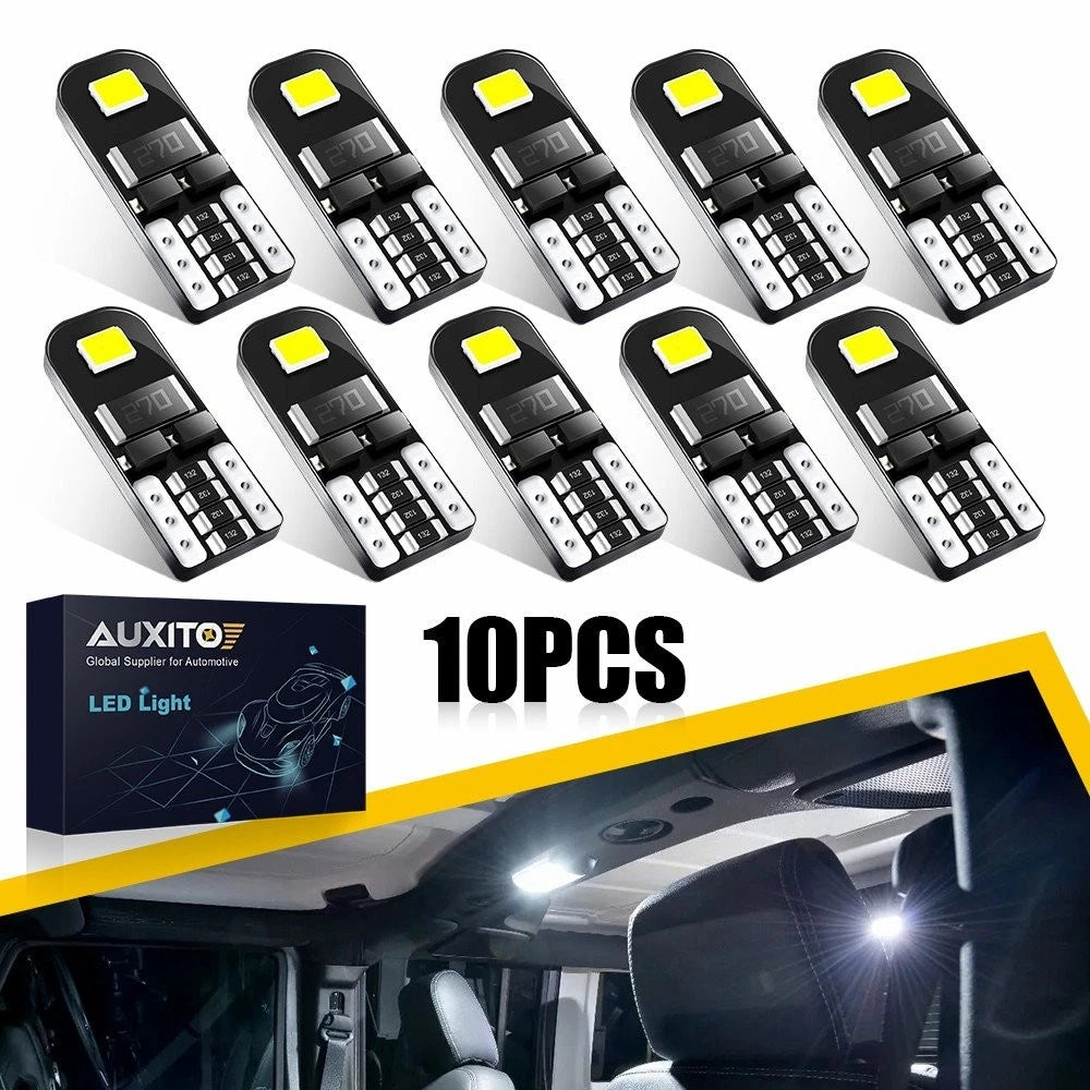 10x T10 LED License Plate Light Bulbs 6000K 194 W5W for AUXITO