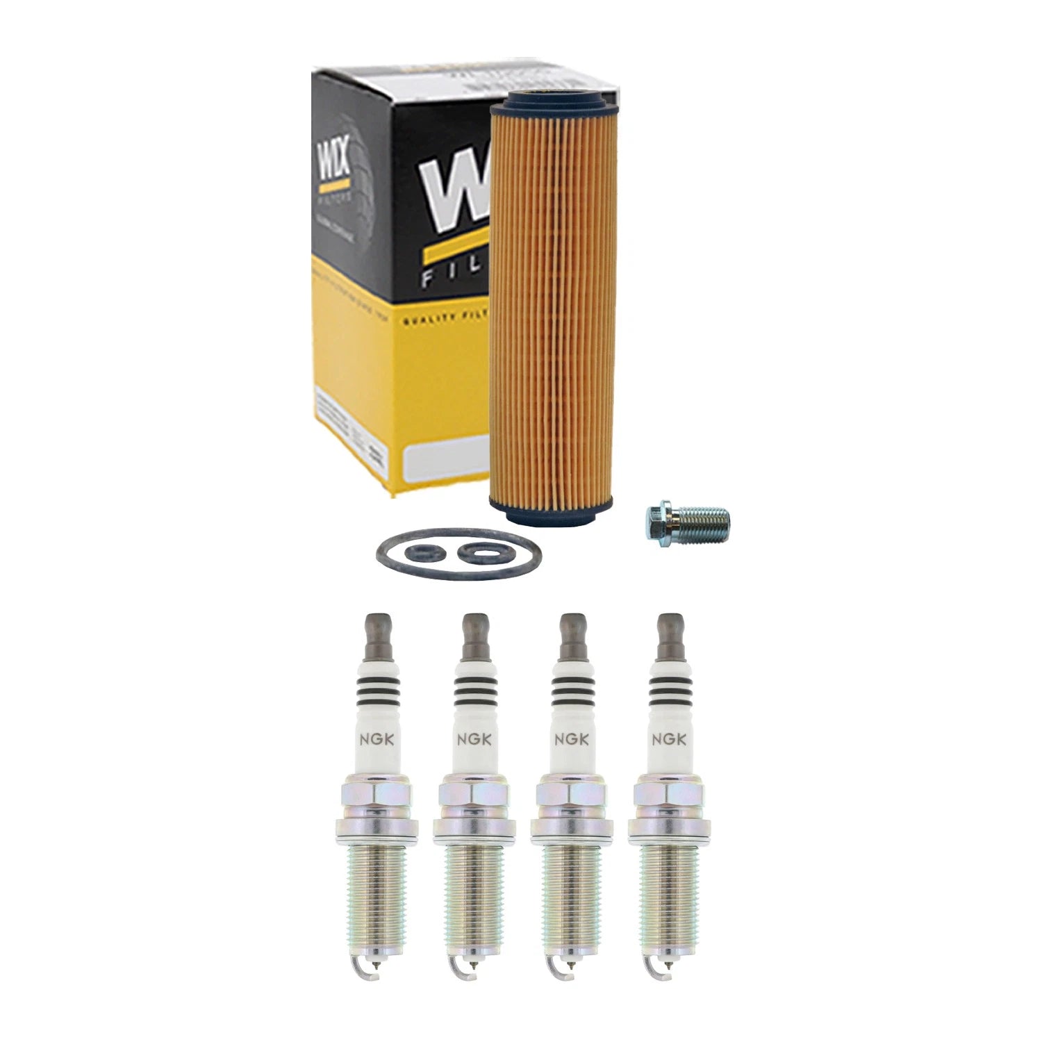 Wix Engine Oil Filter & NGK 4 Iridium IX Spark Plugs for W203 C230 (2001–2007)