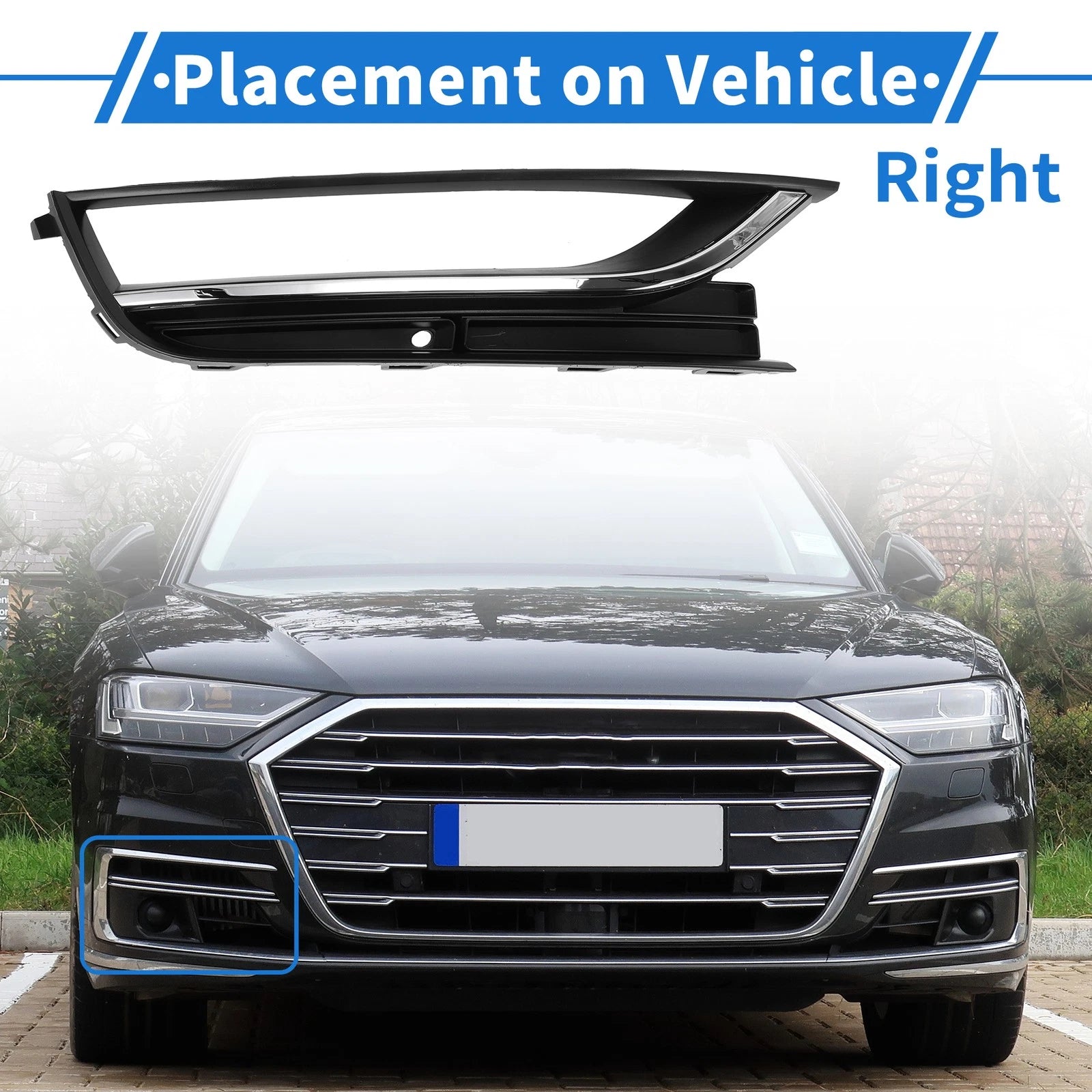 1 Pc Fog Light Grill for Volkswagen Passat (2012–2019) Black