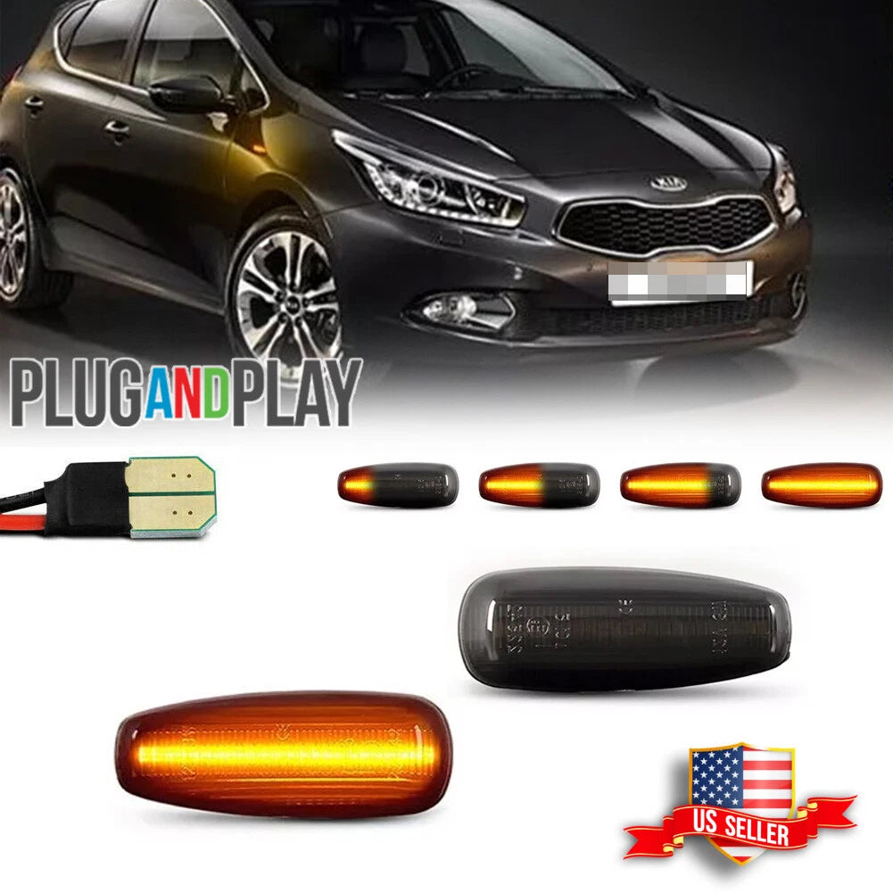 Sequential Smoked LED Side Marker Lights for Hyundai Elantra Kia Rio (2017–2023)