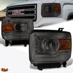Projector Headlight for GMC Sierra Pickup (2014–2018) Chrome Housing Smoked Lens