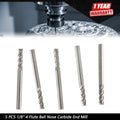 Set of 5 Ball Nose Carbide End Mills 1/8" for CNC Machining