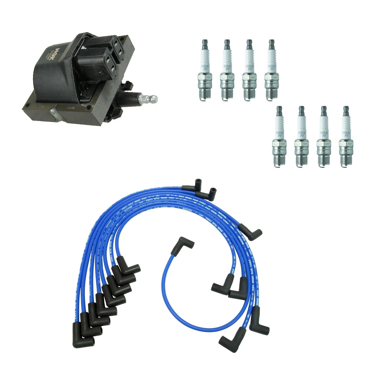 NGK Ignition Coil Wires & Nickel Spark Plugs Kit for G30 G3500 P30 (1996–2002)