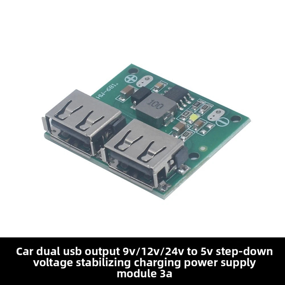 USB Power Step Down Module 5V 3A Dual Output 6V-40V DC for Automotive