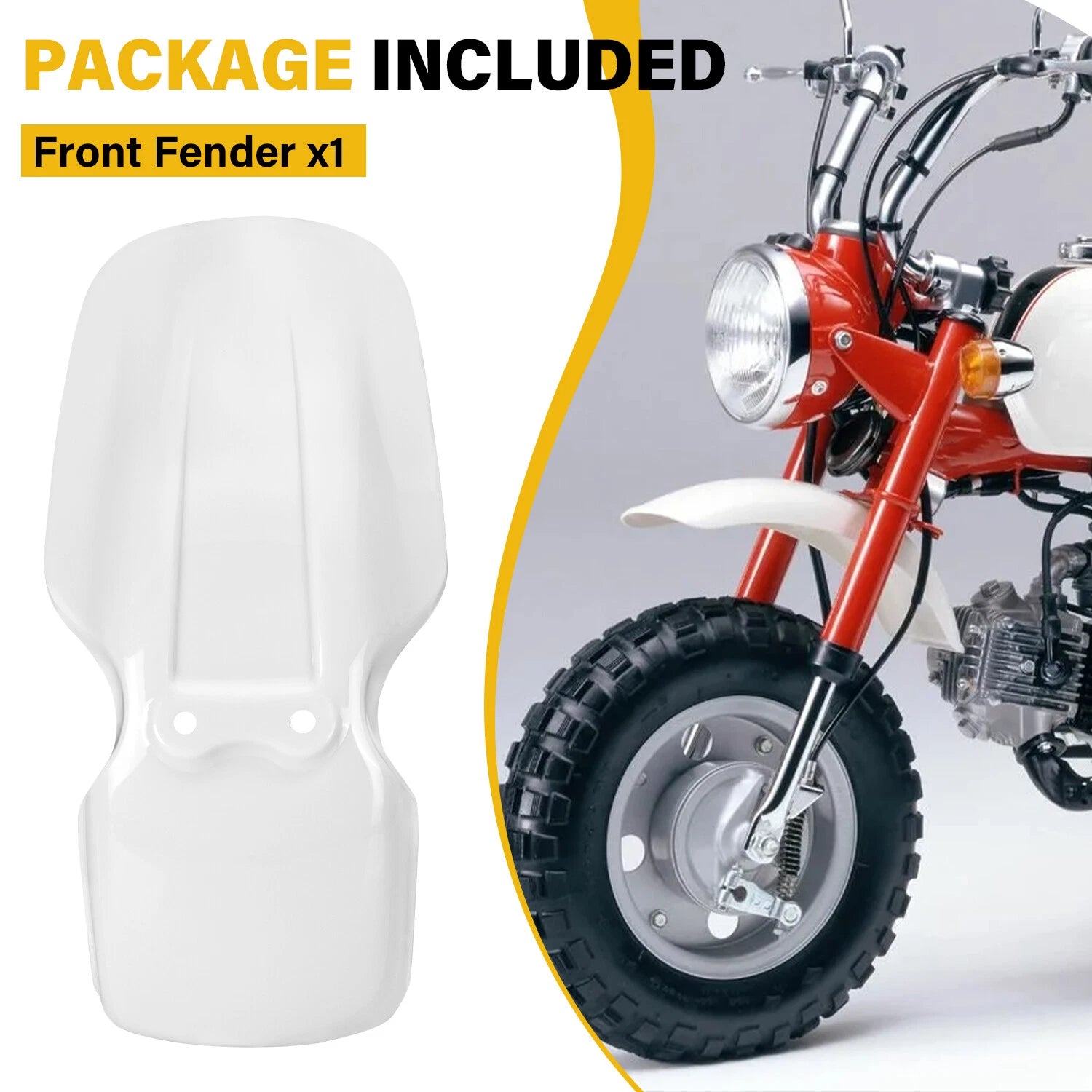 White Front Fender for Honda Z50R (1988–1999) 61100-GW8-670ZA Mud Guard