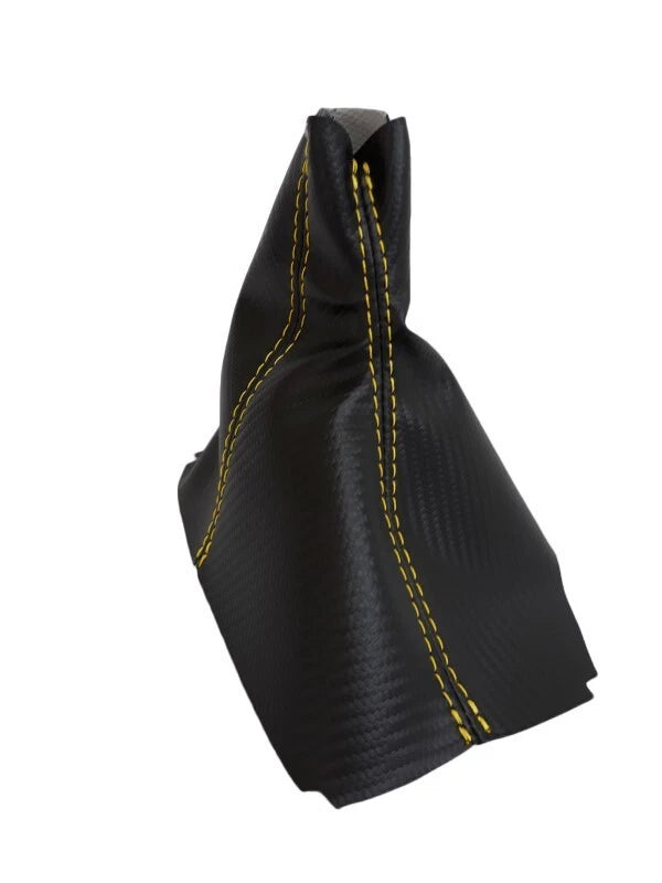 Manual Shift Boot Cover for Ford Mustang GT (2010–2014) Carbon Fiber Yellow Stitch