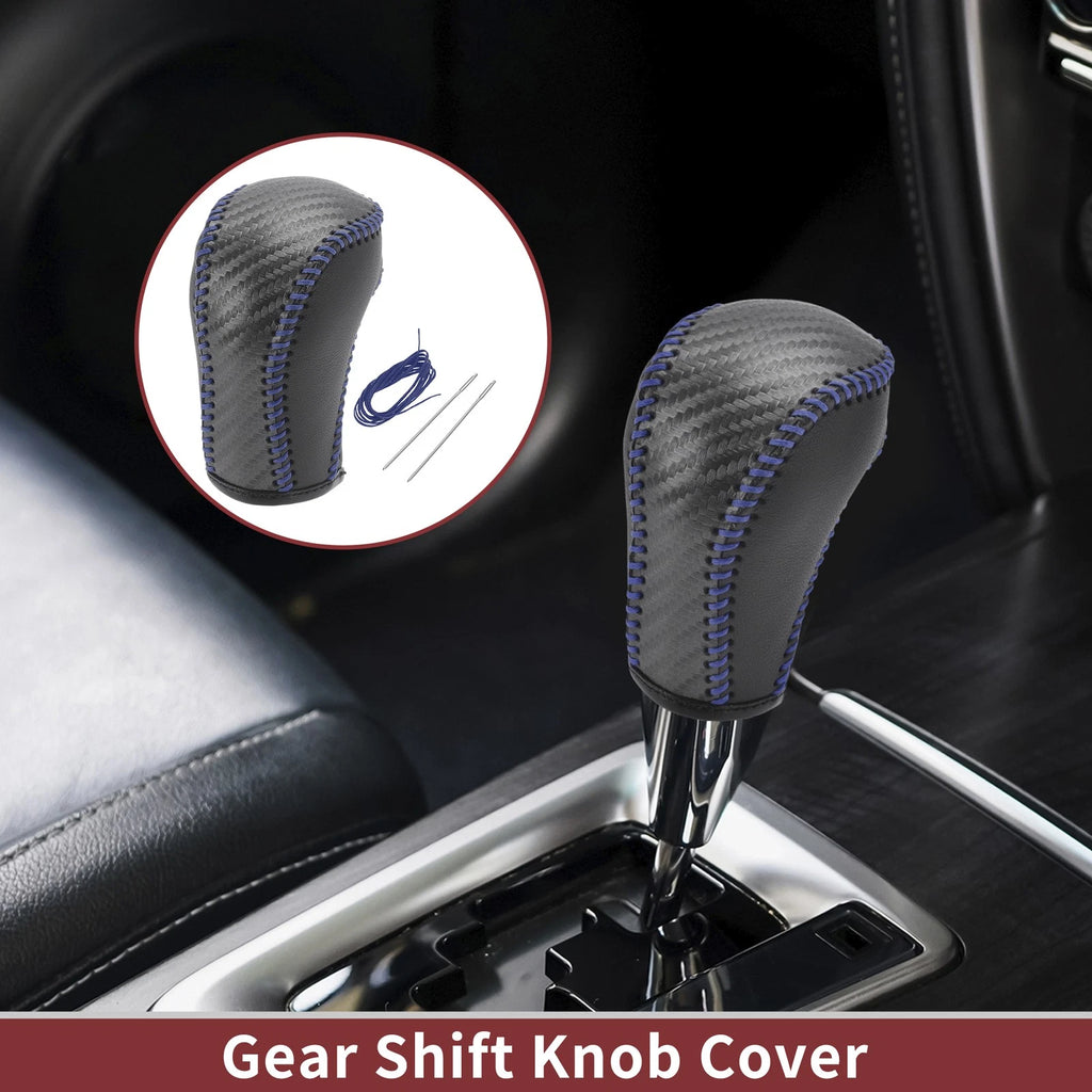 Gear Shift Knob Cover for Mazda CX-5 (2013–2014) Black Blue Faux Leather
