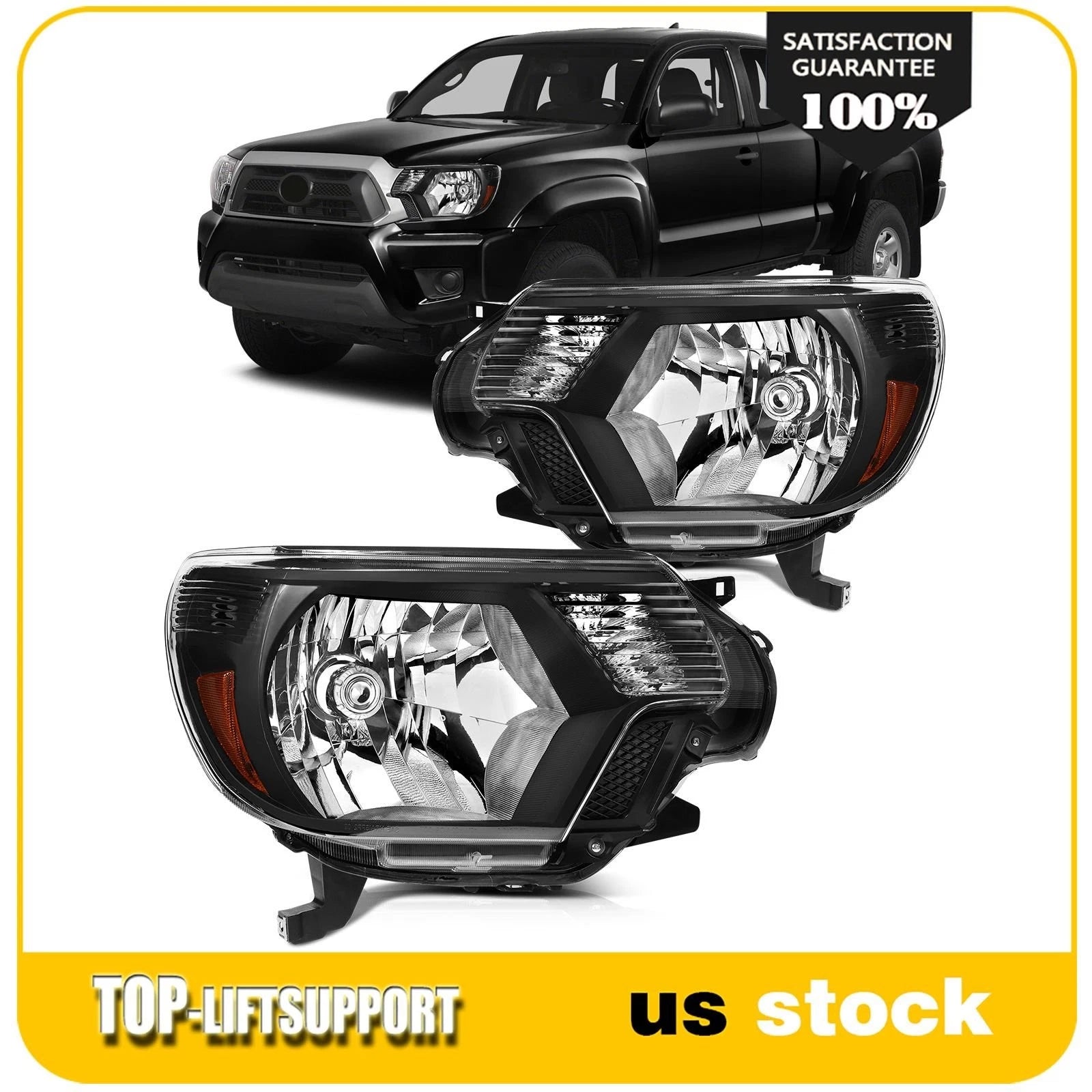 Headlight Assembly for Toyota Tacoma (2012–2015) Black Amber Left Right