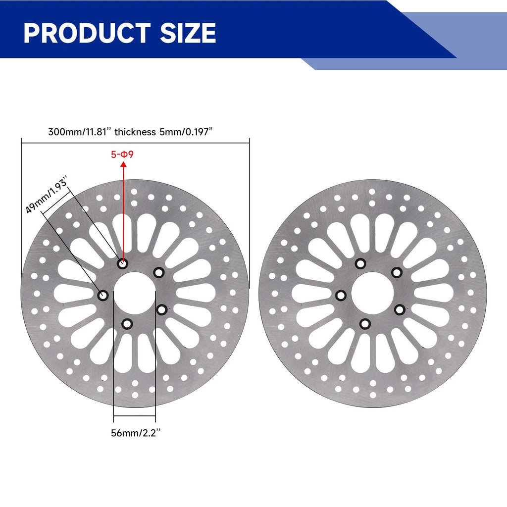 2X 11.8'' Front Brake Rotor Disc for Harley Touring (2008–2013) M-RT-1100