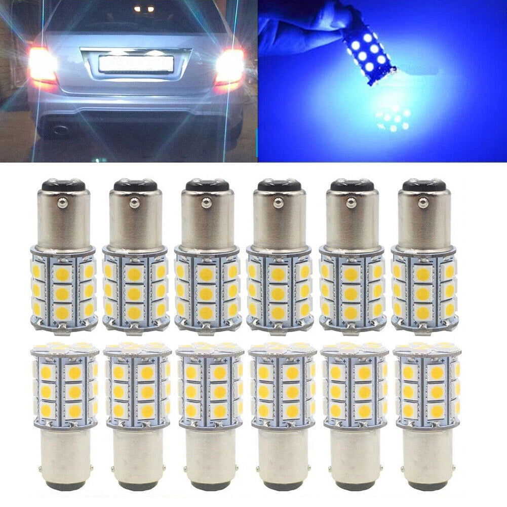 Set of 4 White BA15D 5050 27 SMD LED Interior Light Bulbs for Marine Boat