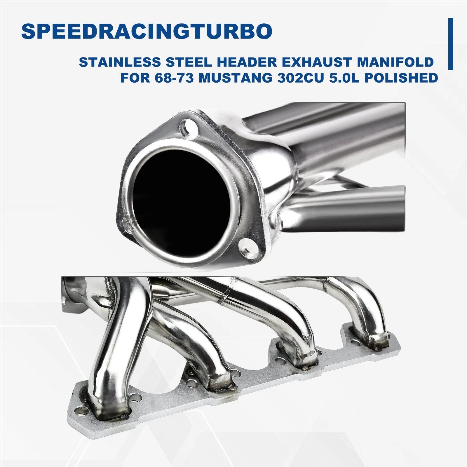 Pair Stainless Steel Exhaust Headers for Ford Mustang 302 1968–1973