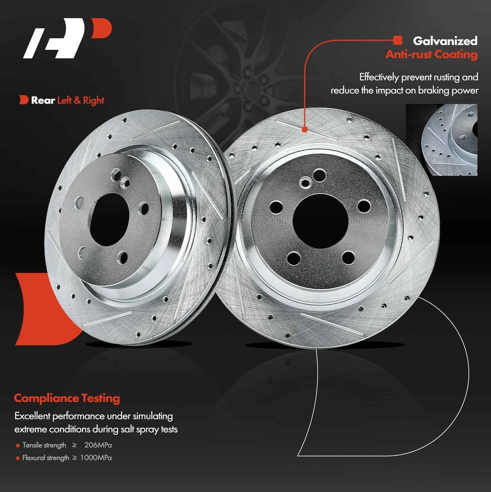 Rear Drilled Brake Rotors & Ceramic Pads for Benz E320 (2003-2005)