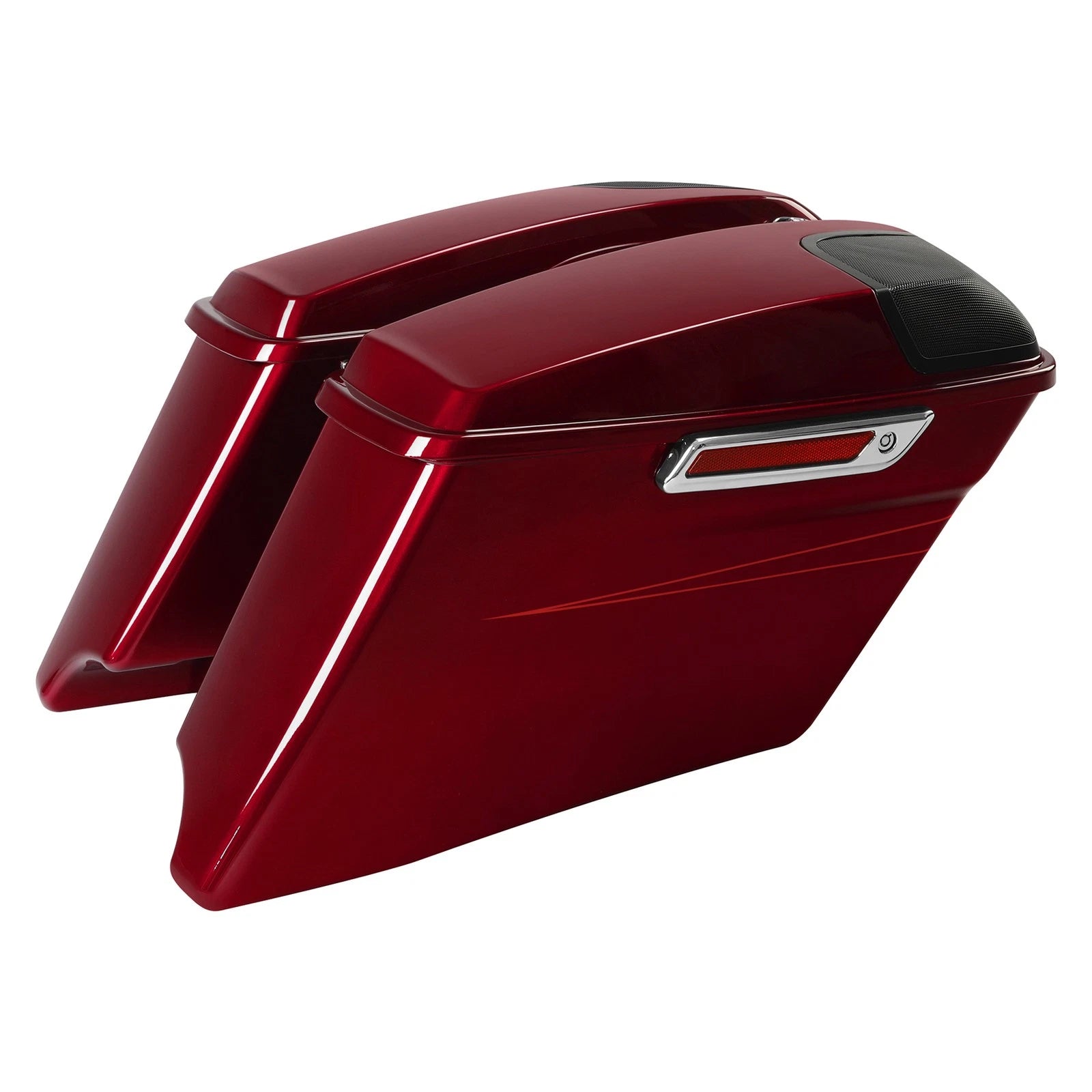 4" Stretched Hard Saddlebags for Harley Touring (2015–2025) Velocity Red Sunglo