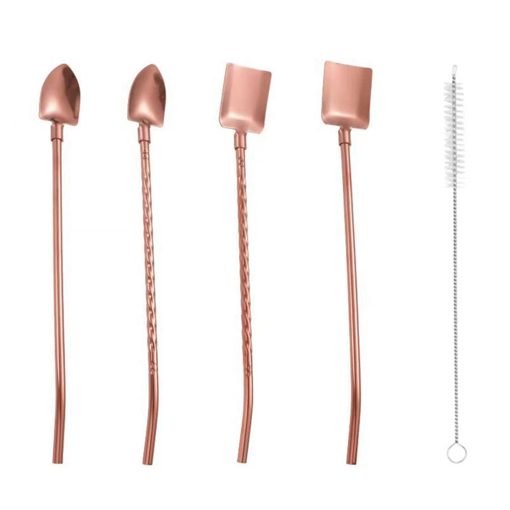 Set of 4 Eco-Friendly Metal Straws for Universal Use (Reusable)