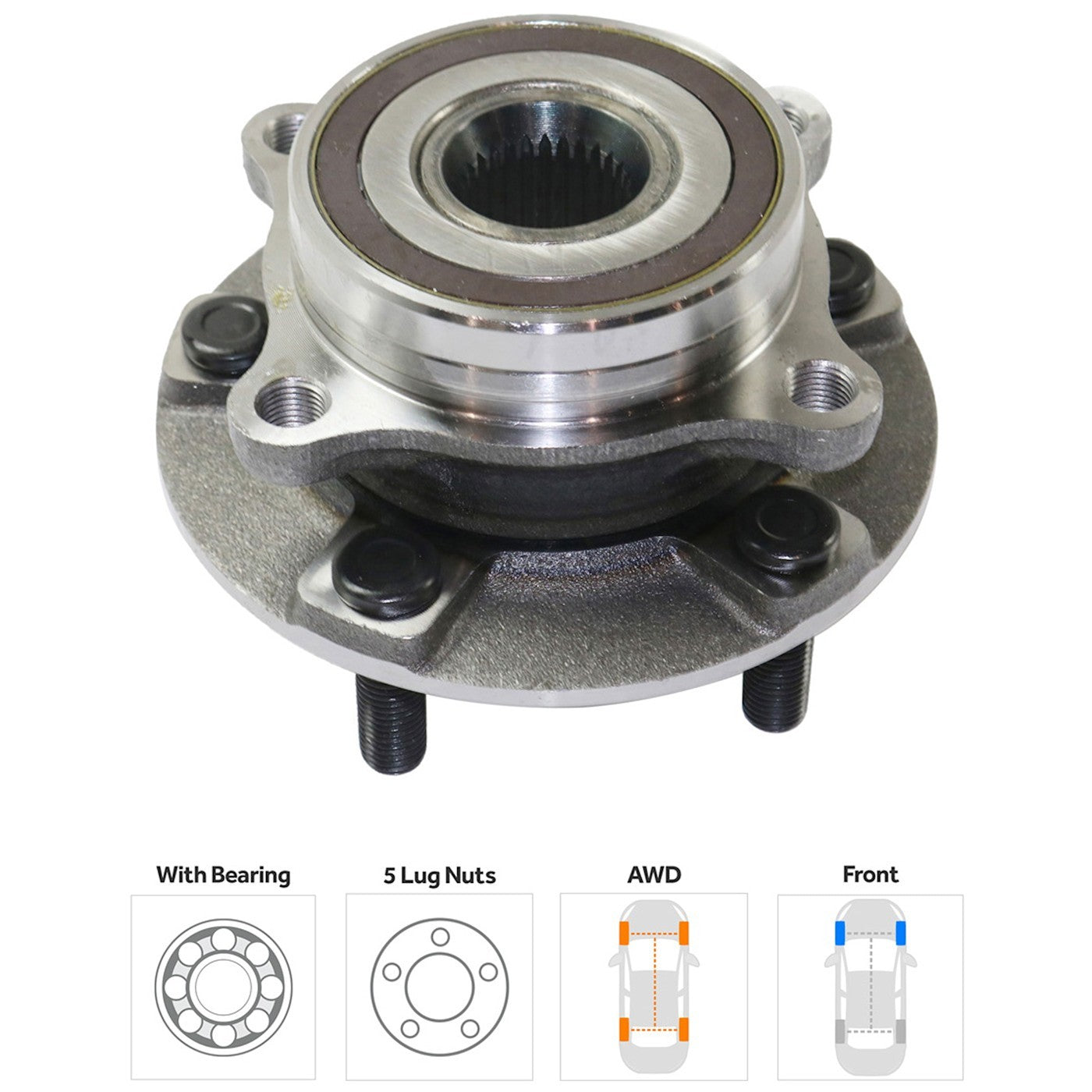 Wheel Hub for Mitsubishi Lancer (2008–2015) Front Left or Right with Bearing AWD
