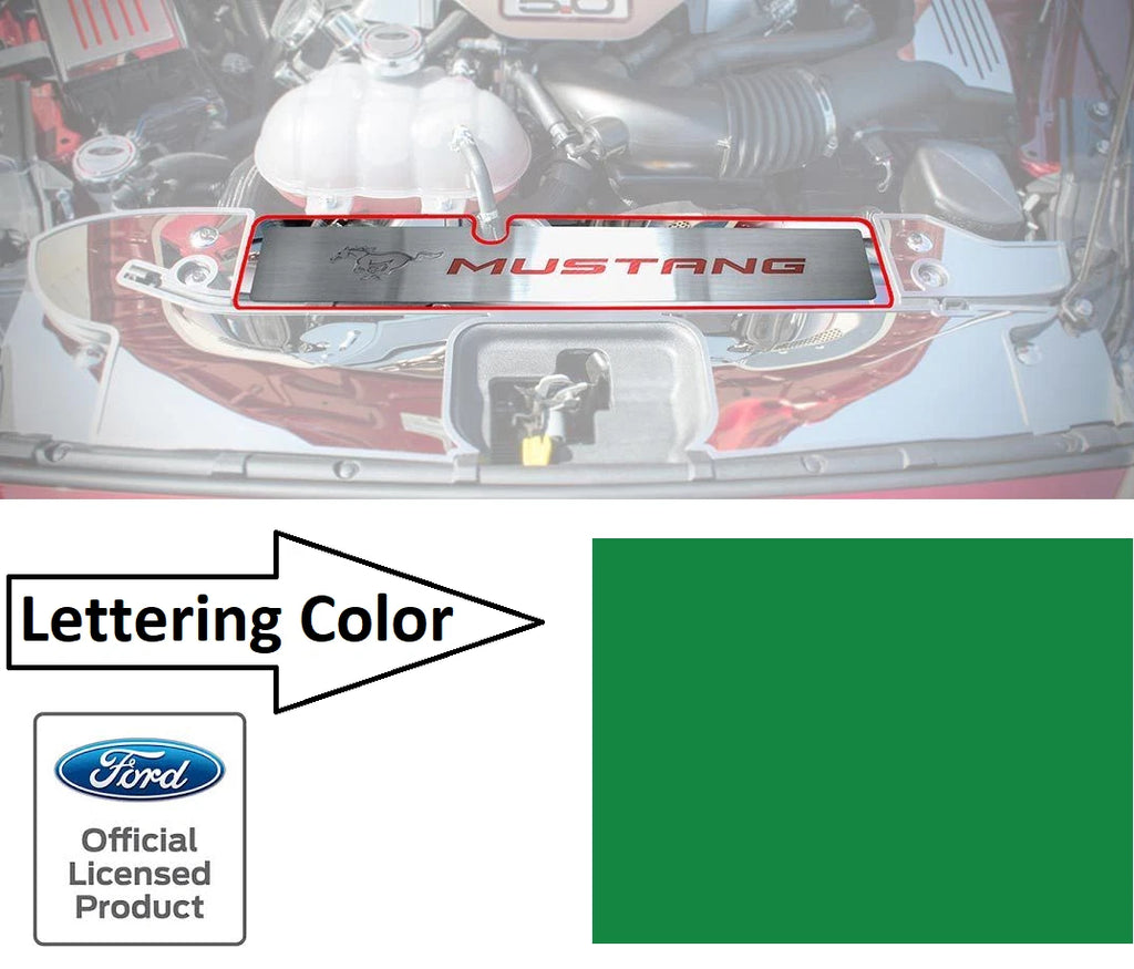 Radiator Cover Plate Pony Emblem Solid Green Letters for 2015–2017 Mustang GT